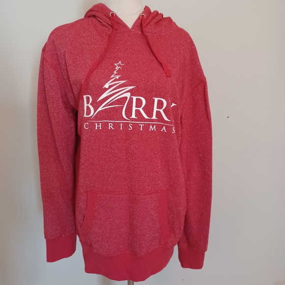 Red Shimmery Barry Christmas Hoodie Size XXL - Picture 1 of 7